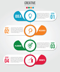 Wall Mural - business infographics 4 steps options design template.data and information visualization.dynamic col