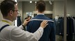 © 라프 티 - AI generated A tailor measuring a customer's body size
