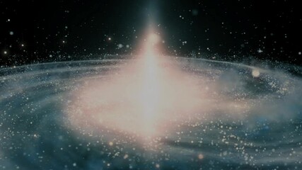 Animation video of zooming into the universe with eyes open.