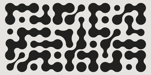 black metaball shapes pattern - abstract organic blobs, flowing curved forms on white background. mi