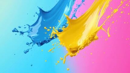 Poster - Colorful splashes of paint create a vibrant background with a golden ratio emphasis for striking visual engagement