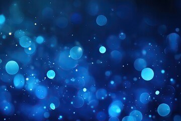 abstract dark blue bokeh background with light particles