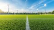 © ADD PHOTO - Pristine freshly maintained sports ground with a lush green grassy field and stadium lighting  Perfect for various athletic activities and competitions