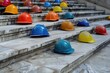 © eartist85 - Multicolored safety construction worker hats.