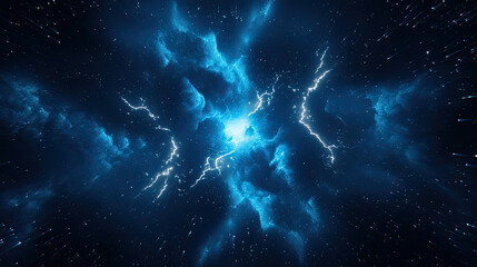 Wall Mural - a vivid depiction of a cosmic scene, featuring swirling blue energy and stars, creating a mesmerizin
