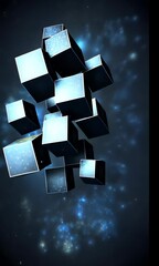 Aufkleber - Abstract cubes in cosmic space