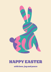 Wall Mural - abstract easter greeting card with colourful bunny in modern style. vector illustration