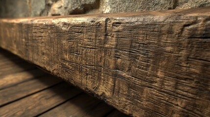 Wall Mural - Rustic oak beams with prominent grain and texture
