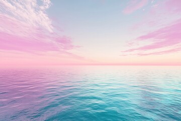 Wall Mural - Soft pastel gradient sky merging with calm ocean hues