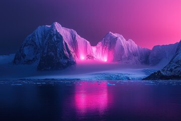 Wall Mural - Stunning gradient glacier glowing in twilight hues
