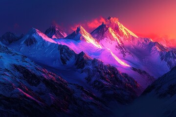 Wall Mural - Stunning gradient glacier glowing in twilight hues