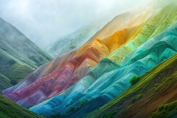Wall Mural - Stunning gradient valley with layers of misty colors