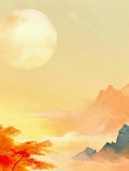 Wall Mural - sunset over the mountains