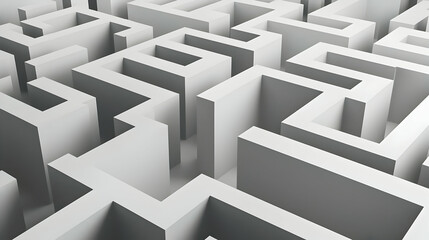 Isometric View Of White Maze With Complex Path And Geometric Design