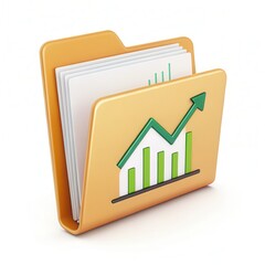 Wall Mural - cartoon folder with investment portfolio and upscale graph illustration