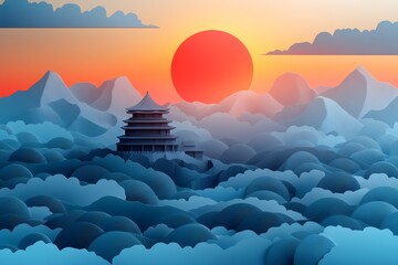 Wall Mural - sunset over the sea