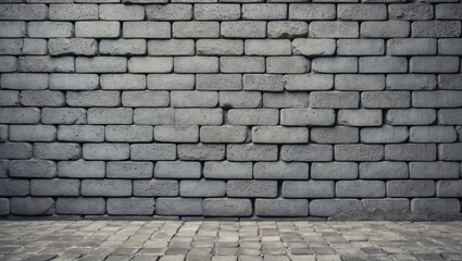 Leinwandbilder - Gray cinder block wall backdrop featuring a seamless textured pattern with uneven surfaces and a solid gray floor for versatile creative uses.