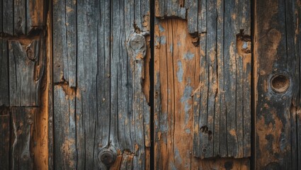 Leinwandbilder - Close-up of textured weathered wood boards displaying deep grooves in dark brown and rusty orange tones with visible aging and peeling bark