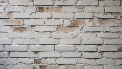 Aufkleber - Textured white brick wall with subtle brown stains and uneven surfaces, featuring a close-up view emphasizing the rustic details and layers.