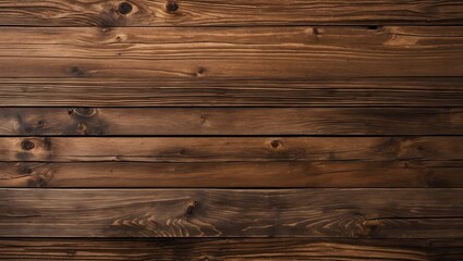 Poster - Dark brown wooden texture with horizontal planks creating a rustic background ideal for interior design and decorative use.