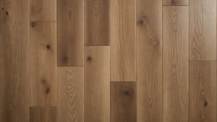 Poster - Natural oak laminate parquet flooring texture showcasing warm brown tones with varied plank sizes arranged in a seamless pattern for a classic look.