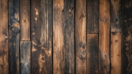Poster - Vintage rustic wooden planks background featuring dark browns and subtle textures, perfect for decorative wallpaper and design projects.