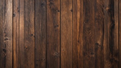 Poster - Rich dark brown wooden texture background featuring vertical planks with subtle grain variations, perfect for interior design concepts.