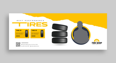 Wall Mural - tire shop facebook cover & social media banner | car service & auto repair promotion | tire sales ad