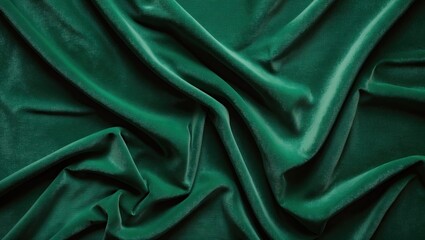 Aufkleber - Luxurious deep green velvet fabric with rich texture, elegantly draped in soft folds, creating a sophisticated and inviting atmosphere.