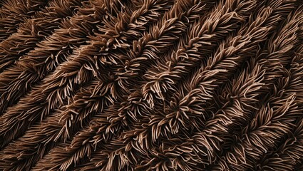 Aufkleber - Textured brown plush carpet background with a wavy pattern showcasing various shades of brown fibers positioned across the image for depth.