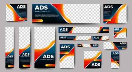 Wall Mural - business web banner ads template design. vertical, horizontal, square in standard size. vector