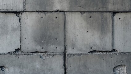 Aufkleber - Gray concrete wall texture featuring uneven surfaces and dark shadows, with rectangular blocks arranged in a horizontal layout for depth.