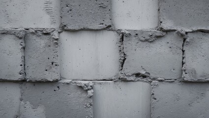 Aufkleber - Gray and white textured cement wall featuring a mix of rough and smooth stucco surfaces with visible joints between the blocks in a grid layout.