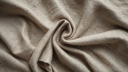 Aufkleber - Neutral beige fabric texture with soft wrinkles and folds creating an elegant background with ample copyspace for text or design elements.