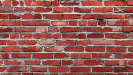 Poster - Horizontal textured red brick wall background featuring a mix of dark and light red bricks with visible mortar lines and a rustic appearance.
