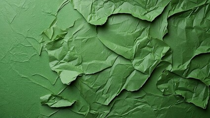 Aufkleber - Textured green kraft paper background featuring crumpled layers, with deep green tones and ample space for design elements or text in center.