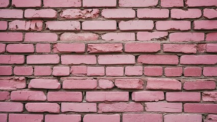 Aufkleber - Textured aged pink brick wall featuring horizontal alignment with varying shades of pink and some weathered imperfections for rustic appeal