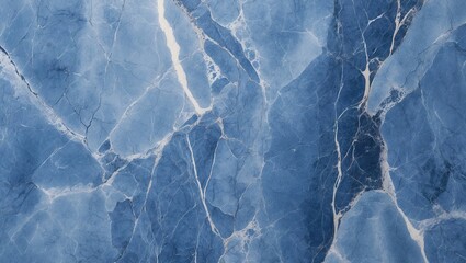Poster - Blue marble texture featuring soft white vein patterns, with varying shades of blue and a polished surface creating a captivating background.