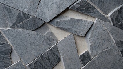 Poster - Grey granite stone texture background featuring a natural pattern design with dark grey shards arranged randomly on a light grey surface.