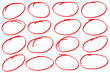 © vaibhavapradayaka - Set of hand drawn red marker round frames icolated on white background. Hand drawn marker stroke style doodle red circle frame. Highlight hand drawing circle isolated on background. Red circle set 888