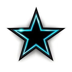 Wall Mural - Celestial Brilliance: A mesmerizing black star with a vibrant cyan glow, radiating modern elegance and cosmic allure, perfect for designs.