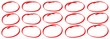 © vaibhavapradayaka - Set of hand drawn doodle red marker round frames. Red pen drawn marks, red circle set, highlight circle. Charcoal pen round ovals. Handwritten highlight red scribble circle.
