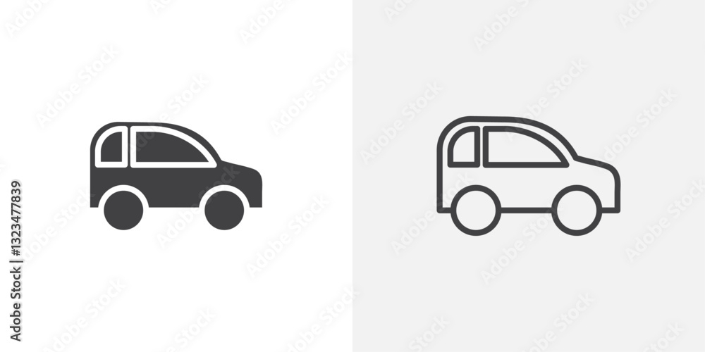 Compact Car Graphics Compact car icons in filled and outline versions for ui designs Stock ...