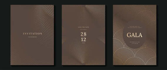 Wall Mural - luxury invitation card background vector. golden elegant geometric shape, gold lines gradient on bro