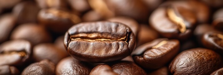 Poster - Rich textures of roasted coffee beans create a warm and inviting atmosphere perfect for coffee lovers at any time of day