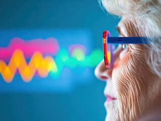 Poster - Quantum Wellness Vision Futuristic Neurological Color Wave Visualization for Senior Mental Health Innovation and Precision Brain Imaging Technology