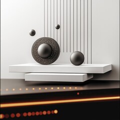 Aufkleber - A sleek 3D-rendered composition representing diverse asset categories in a minimalist and elegant style. a balanced, symmetrical arrangement of abstract icons representing key asset.