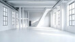 © Sujito - Bright White Interior Space With Geometric Staircase And Windows Creating Clean Lines And Contemporary Design