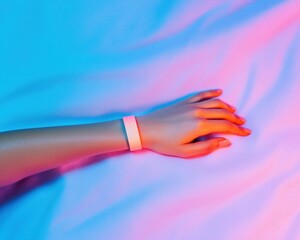Aufkleber - Vibrant Wellness Tech Futuristic Sleep and Performance Tracking Wristband in Gradient Aesthetic - Next-Gen Health Optimization for Digital Natives