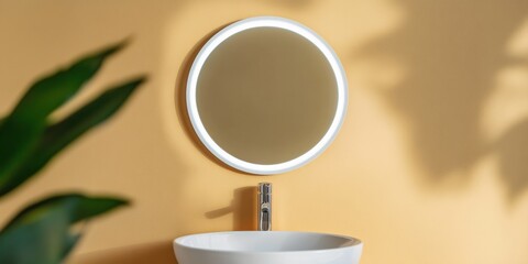 Aufkleber - Minimalist Smart Illuminated Mirror Sleek Wellness Technology for Modern Bathrooms, Integrating Ambient Lighting and Design Innovation for Contemporary Home Experiences